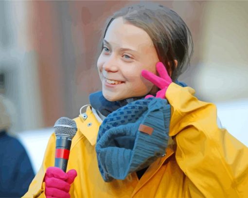 Greta Thunberg with Yellow Jacket paint by numbers