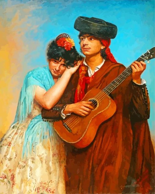 Guitarist Couple paint by numbers