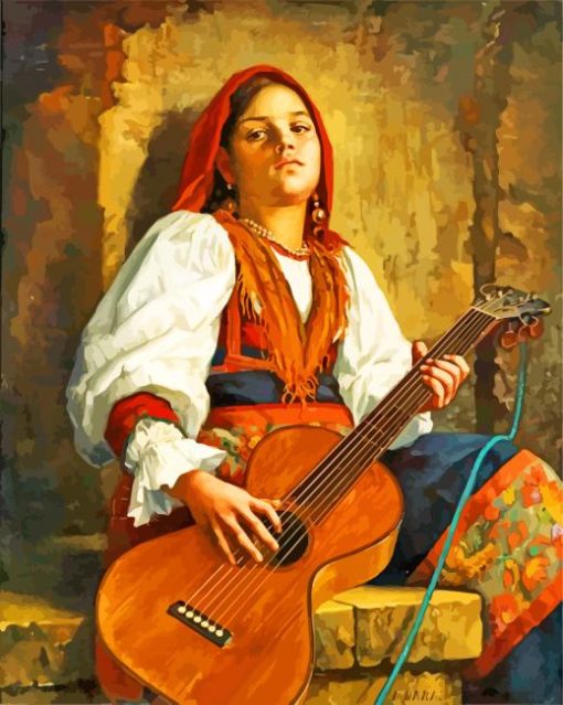 Guitarist Lady paint by numbers