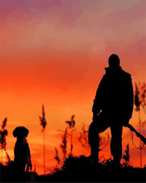 Hunter And Dog Silhouette paint by numbers