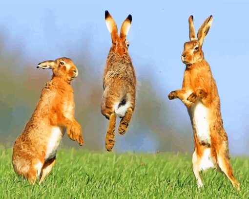 Jumping Hares paint by numbers