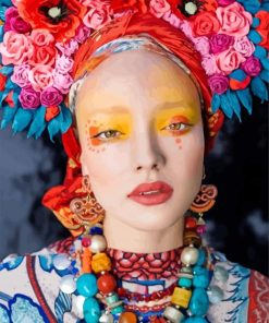 Lady With Floral Headdress paint by numbers