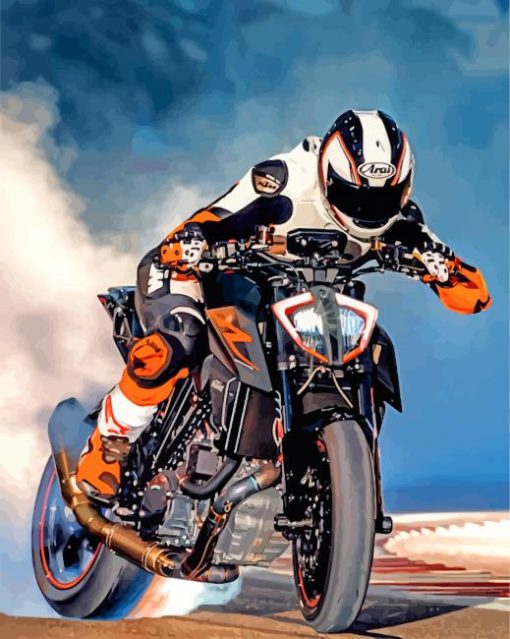 Motocross Riding A Ktm Duke paint by number