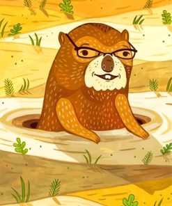 Nerdy Brown Groundhog paint by numbers