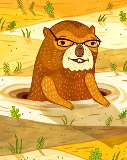 Nerdy Brown Groundhog paint by numbers