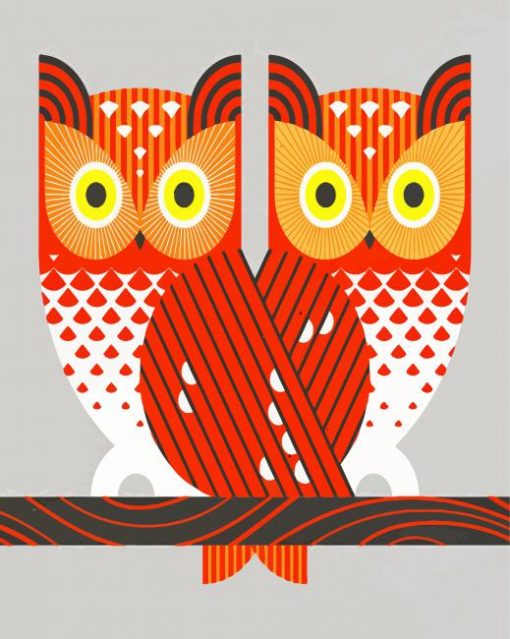 Orange Owls paint by numbers