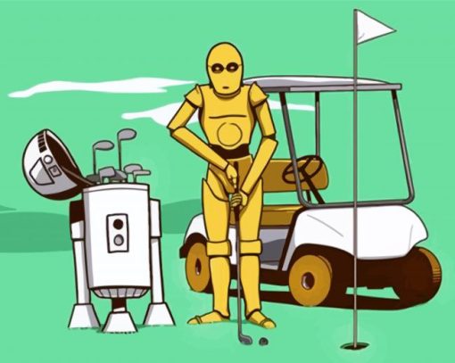 Robot Playing Golf paint by numbers