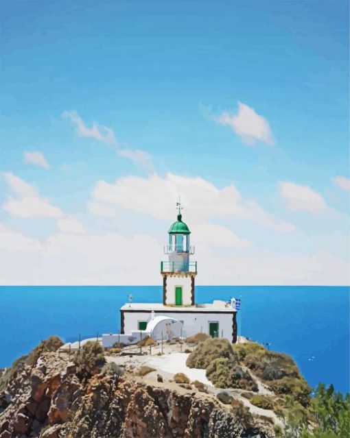 The Lighthouse At Aktrotiti Santorini paint by numbers