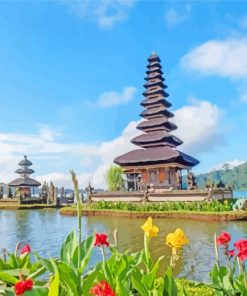 Ulun Danu Temple Bali Indonesia paint by numbers