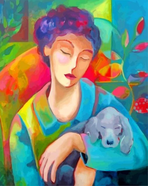 Woman And Dog paint by numbers