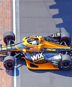 Yellow Indy Racing Car paint by numbers