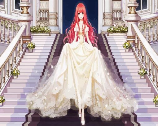 Anime Girl Wearing Gown Dress paint by numbers