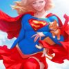 Anime Supergirl And Cat paint by numbers