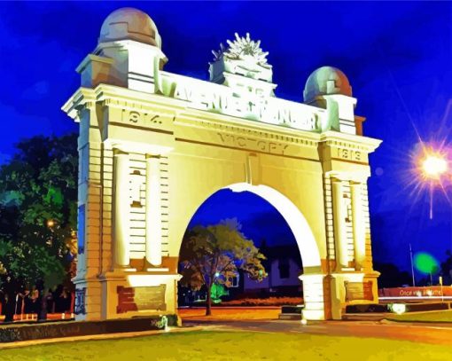 Arch Of Victory Ballarat At Night paint by numbers