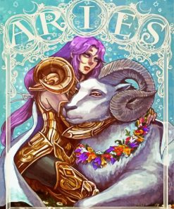 Aries Zodiac Illustration paint by numbers