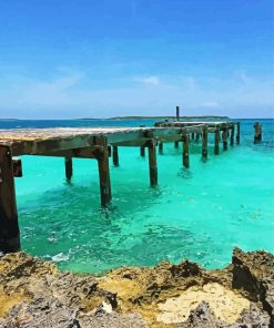 Bahamas Beach Dock paint by number