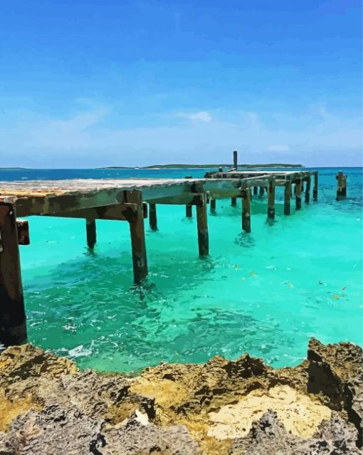 Bahamas Beach Dock paint by number