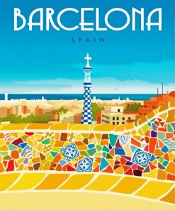 Barcelona Park Guell Gaudi paint by numbers