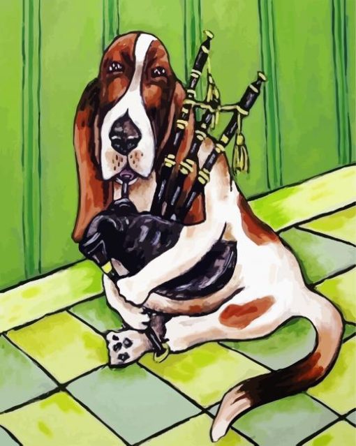 Basset Hound And Bagpipe paint by number