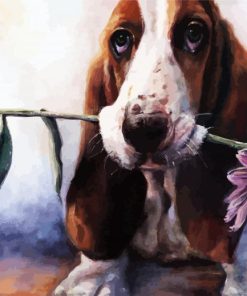 Basset Hound And Flower paint by number