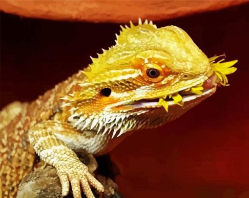 Bearded Dragon Lizard Eating paint by numbers