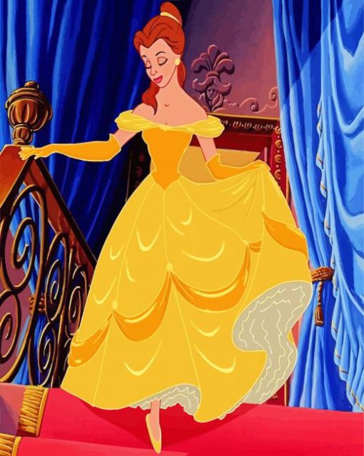 Beauty Wearing A Yellow Ball Gown paint by numbers