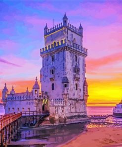 Belem Tower At Sunset In Portugal Lisbon paint by numbers