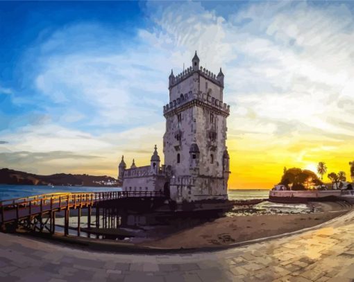 Belem Tower At Sunset Time paint by number