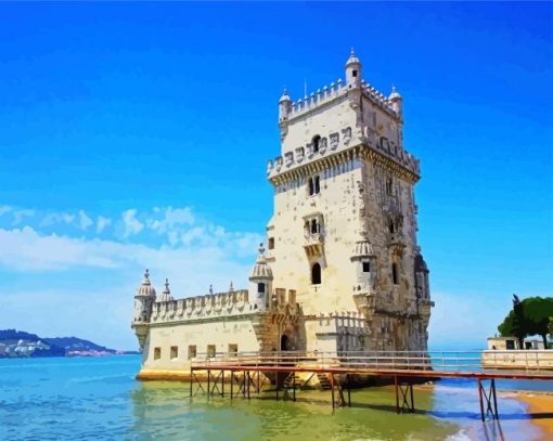 Belem Tower Lisbon Portugal paint by number