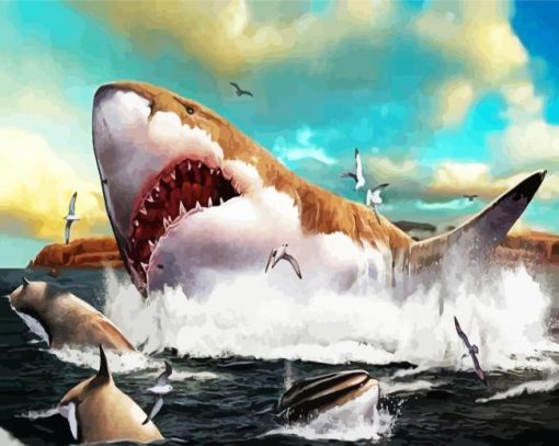 Big Megalodon Fish paint by number