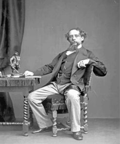 Black And White Charles Dickens paint by number