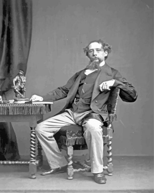 Black And White Charles Dickens paint by number