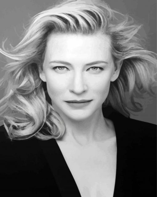 Black And White Cate Blanchett paint by number