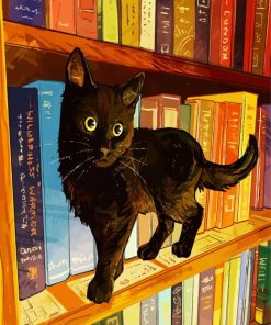 Black Cat In A Bookshelf paint by numbers