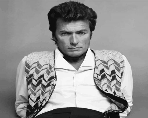 Black And White Young Clint Eastwood paint by numbers