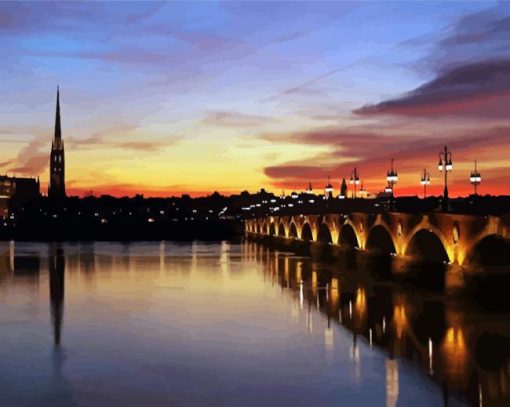 Bordeaux Pont De Pierre Bridge paint by numbers