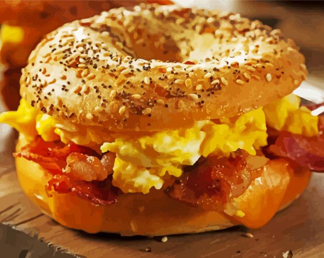Breakfast Bagels paint by number