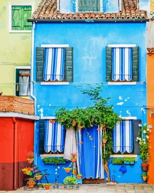 Case Colorate Burano Italy paint by numbers