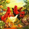 Chikens And Hens In Farm paint by numbers