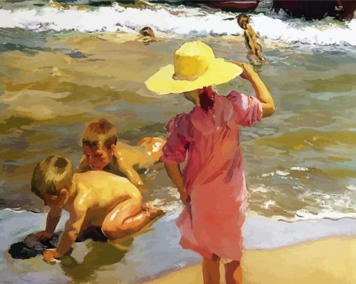 Children On Seashore Sorolla Art paint by number