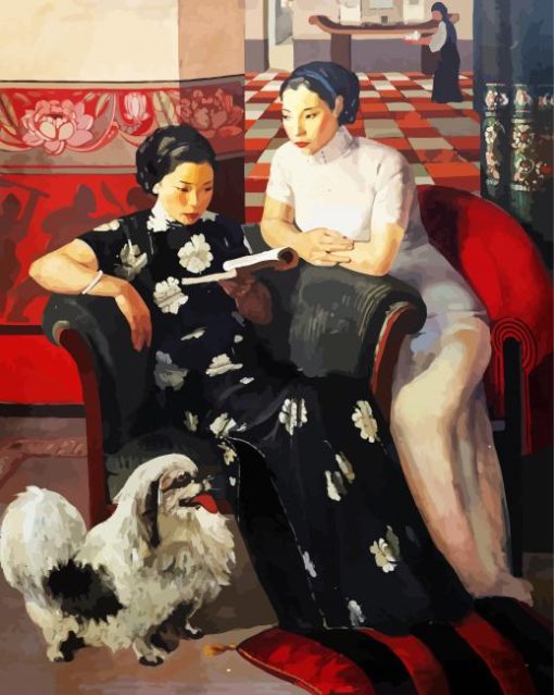 Chinese Woman Reading paint by numbers