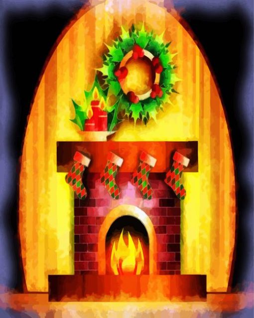 Christmas Fireplace paint by number