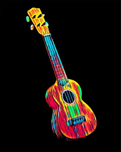 Colorful Ukulele Guitar paint by number