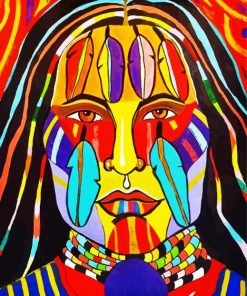 Colourful Indigenous Girl paint by numbers