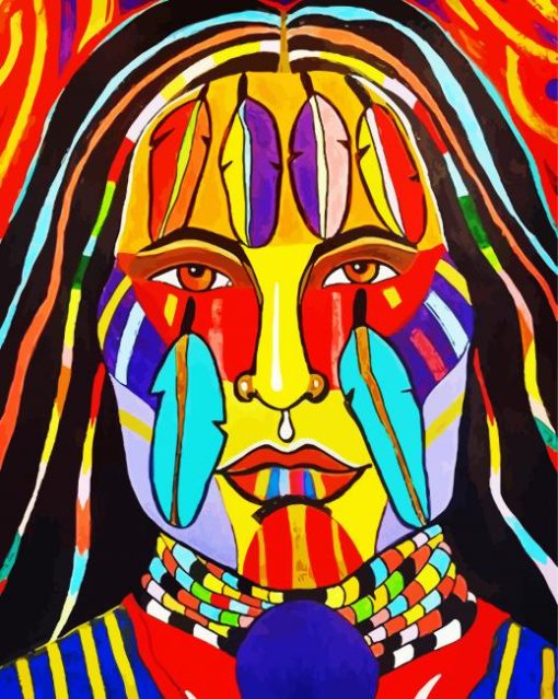 Colourful Indigenous Girl paint by numbers