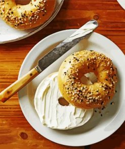 Cream Cheese Bagels paint by number