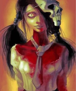 Creepy Bloody Girl paint by numbers