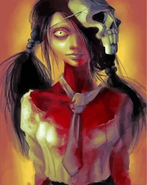 Creepy Bloody Girl paint by numbers