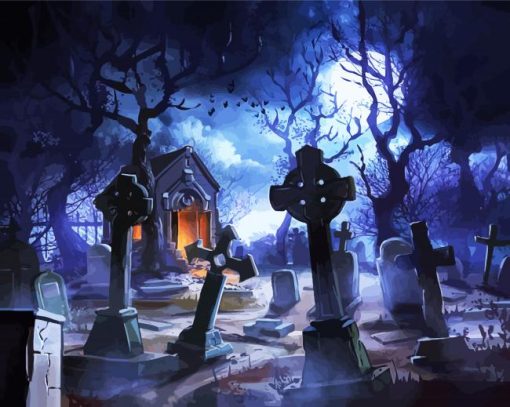 Creepy Graveyard paint by number