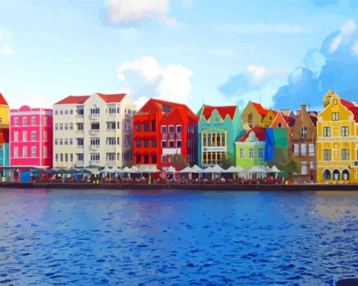 Curacao Colorful Buildings paint by number